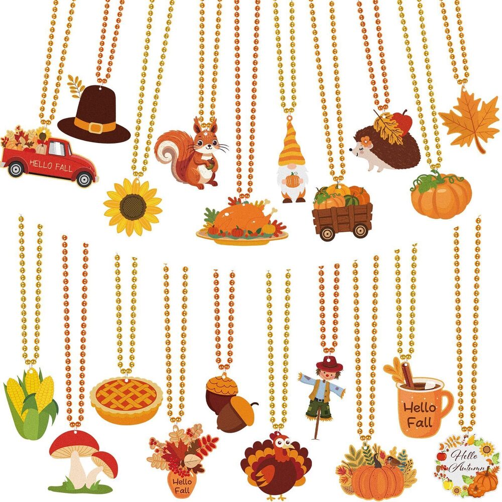 7372 100 Pcs Fall Necklaces Thanksgiving Beads Fall Beaded Necklaces